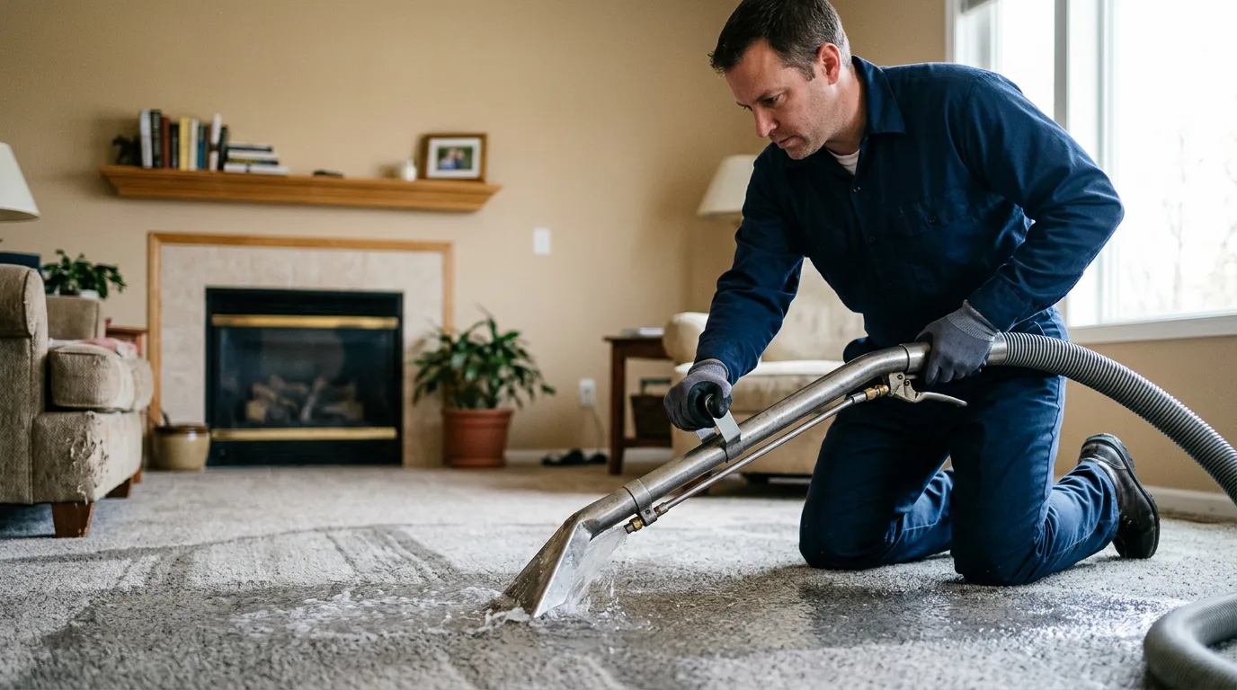 Water damage restoration technician working near Northvale, NJ